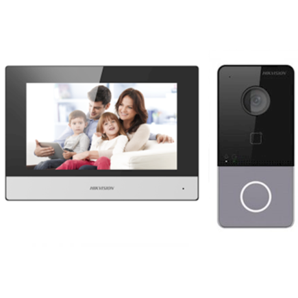 IP Video intercom set van Hikvision DS-KV6113-WPE1 buitenunit en DS-KH6320-WTE1 binnenunit