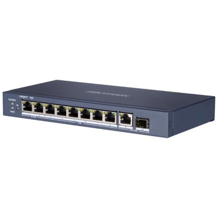 DS-3E0510HP-E, Hikvision Gigabit PoE Switch unmanaged, 8 poorts
