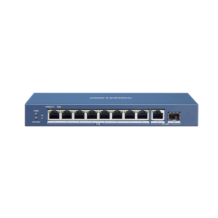 Hikvision DS-3E0510P-E, 10 Poorts, 8x POE, Gigabit Unmanaged